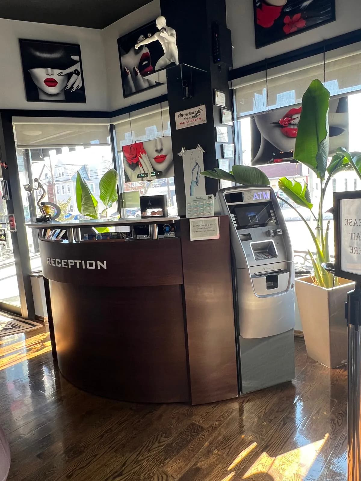 Reception desk at Attraction Nails Salon, 363 E Westfield Ave, Roselle Park NJ